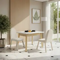 HOGAR VENECIA - Silla de Comedor Marbella 51x58x87 Tela Beige