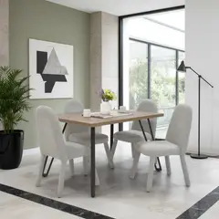MICA - Set de Comedor Forli Macula con 4 Sillas Marbella Tela Plata