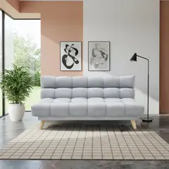 MICA - Sofa Cama Nobo 178x92x82 Reclinable Tela Plata