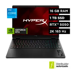 HP - Portátil Hyperx Omen 15-Ga0000La Intel Core I5 I5-14450Hx 10Cores/16Gb/ 1TB Ssd/Rtx5050/165Hz/2K 15.3/ Negro Sombra Win11 2.21Kg