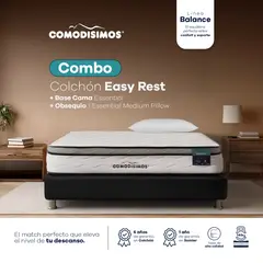COMODISIMOS - Combo Colchón Comodísimos Easy Rest 120x190 + Somier Negro + 1 Almohada