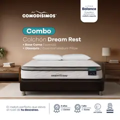 COMODISIMOS - Combo Colchón Comodísimos Dream Rest 200x200 + Somier dividido Café + 2 Almohadas