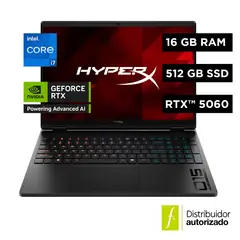HP - Portátil Hyperx Omen 15-Ga0001La Intel Core I7 14650Hx 16Cores/16Gb/ 1TB Ssd/Rtx5060/165Hz/2K 15.3/ Negro Sombra Win11 2.21Kg