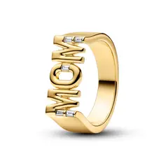 PANDORA - Anillo Sello De Mamá Recubrimiento En Oro 14K