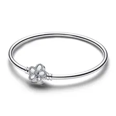 PANDORA - Brazalete Flor De Pavé Plata Esterlina