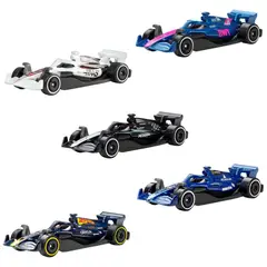 HOT WHEELS - Hot Wheels, Pack de 5 Autos F1, Diecast Estilo Carreras Fórmula 1, Colección Let's Race, para niños de 3 años en adelante