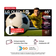 LG - Televisor 65 pulgadas |4K UHD OLED Evo| 60 Watts | Dolby Vision |OLED65G6PSA | Incluye AI Magic Remote