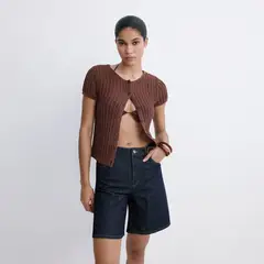 MANGO - Bermuda de jean Mujer Tiro alto