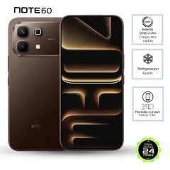 INFINIX - Celular Note 60 5G Negro 256GB | 8GB RAM | cámara posterior 50MP|cámara frontal 13MP| pantalla 6,7 pulgadas + Mediatek Dimensity 7400