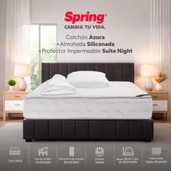 COLCHONES SPRING - Colchón Spring Azura Sencillo 100X190 Cm + Almohada Siliconada + Protector Impermeable