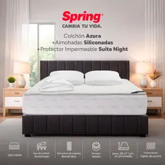 COLCHONES SPRING - Colchón Spring Azura King 200X200 Cm + Almohadas Siliconadas + Protector Impermeable