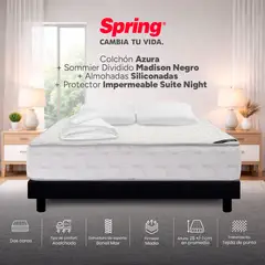 COLCHONES SPRING - Colchón Spring Azura King 200X200 Cm + Almohada Siliconada + Protector Impermeable + Base Cama Dividida