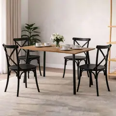DKO DESIGN SAS - Comedor Rectangular 4p 75x110x70cm Macula + 4 Sillas Ibiza 89x43x46 Negra