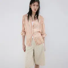 MANGO - Camisa Mujer de Rayas Manga larga