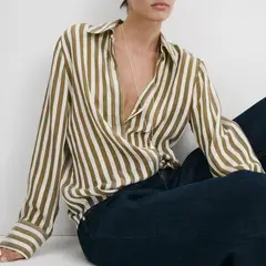 MANGO - Camisa Mujer de Rayas Manga larga