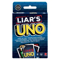 UNO - Liars, Juego de Cartas versión con Carta de Mentiroso, divertido para familias y reuniones, para niños de 7 años en adelante