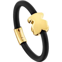 TOUS - Anillo oso de oro 14 kt y caucho Bold Motif