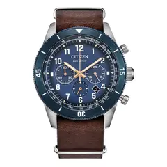 CITIZEN - Reloj Hombre Force Chrono. Reloj Cuero Marrón CA4747-05L