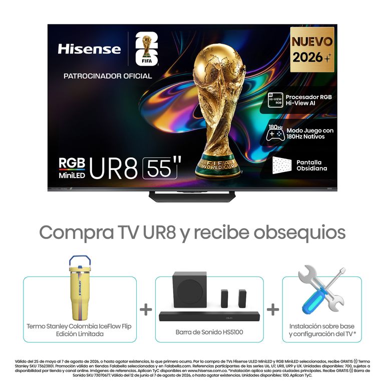 Televisor | 55 Pulgadas | RGB MiniLED 180 Hz | UR8SG