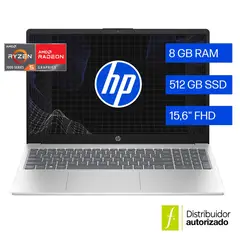 HP - Portátil 15-Fc0353La Amd Ryzen5 7530U 6Cores/8Gb/ 512Gb Ssd/Fhd 15.6/ Planteado Natural Win11 1.59Kg 1Año