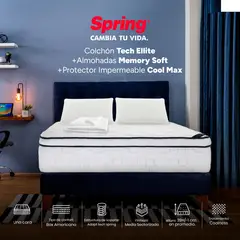 SPRING - Colchon Ellite Doble + Almohadas + Protector 140X190 Cm