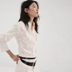 MANGO - Blusa Mujer con Bordado Manga larga