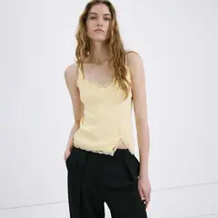 MANGO - Top Mujer con Encaje Sin mangas