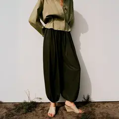 MANGO - Pantalón Balloon Mujer Tiro medio
