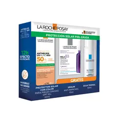 LA ROCHE POSAY - Set Pack Anthelios Oil Control Gel Con Color+ Mela B3 Sérum + Agua Termal Incluye 3 Productos