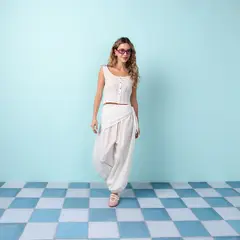 SYBILLA - Blusa Mujer Sin mangas de Algodón