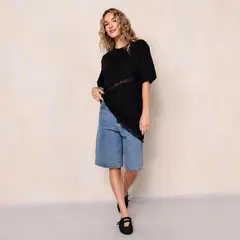 SYBILLA - Camisa Mujer con Encaje Manga corta de Algodón