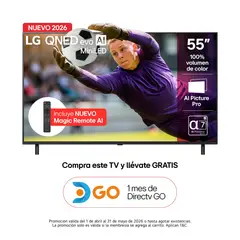 LG - Televisor 55 pulgadas|4K UHD QNED MiniLed|55QNED70BSA|Incluye AI Magic Remote