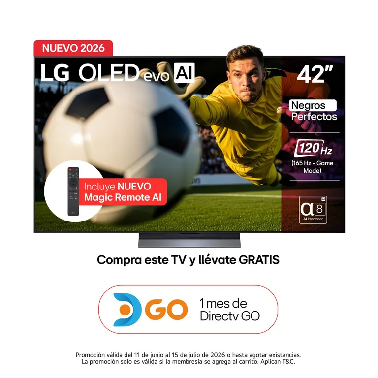 Televisor 42 pulgadas|4K UHD OLED|Dolby Vision Atmos|OLED42C6PSA|Incluye AI Magic Remote