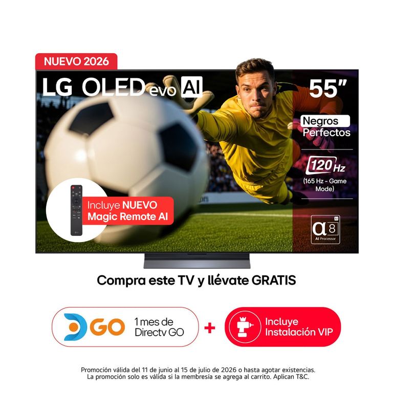 Televisor 55 pulgadas|4K UHD OLED Evo|Dolby Vision Atmos|OLED55C6PSA|Incluye AI Magic Remote