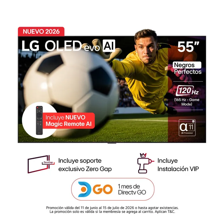 Televisor 55 pulgadas|4K UHD OLED Evo Gallery|Dolby Vision Atmos|OLED55G6PSA|Incluye AI Magic Remote