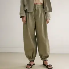 MANGO - Pantalón Balloon Mujer Tiro medio de Algodón
