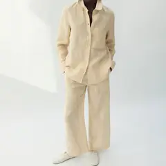 MANGO - Pantalón Recto Mujer Tiro medio de