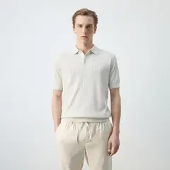 MANGO - Camiseta Polo para Hombre Tejido Manga Corta de Algodón