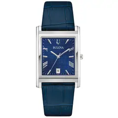 BULOVA - Reloj Hombre Clásico. Reloj Cuero Azul 96B442