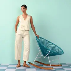 BASEMENT - Pantalón Balloon Mujer Cargo de Tencel
