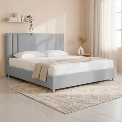 EKONOMODO COLOMBIA - Combo Base Cama y Espaldar Doble 140x190 Lupe En Madera Pino Con Tela Premium Gris Perla