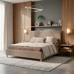 EKONOMODO COLOMBIA - Combo Base Cama y Espaldar Doble 140x190 Hampton En Madera Pino Con Tela Premium Taupe