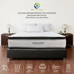 EKONOMODO COLOMBIA - Colchón 2 Pillow Semiortopédico Semidoble 120x190 Elite Nature Firmeza Media