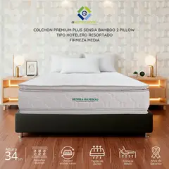EKONOMODO COLOMBIA - Colchón 2 Pillow Semiortopédico Sencillo 100x190 Sensia Bamboo Firmeza Media