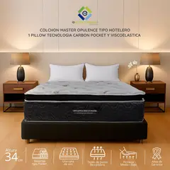 EKONOMODO COLOMBIA - Colchón 1 Pillow Premium Semiortopédico Semidoble 120x190 Pocket Opulence Firmeza Media Baja