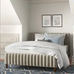 EKONOMODO COLOMBIA - Cama King 200x200 Vitale En Madera Pino Con Tela Premium Taupe