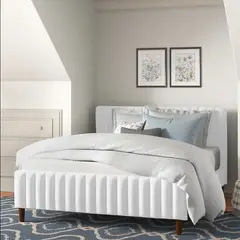 EKONOMODO COLOMBIA - Colchón 2 Pillow Con Cama + Sabanas King 200x200 Vitale En Madera Pino Con Tela Premium Blanco
