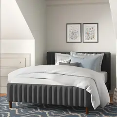 EKONOMODO COLOMBIA - Colchón 2 Pillow Con Cama + Sabanas King 200x200 Vitale En Madera Pino Con Tela Premium Gris Plomo