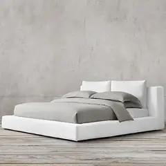 EKONOMODO COLOMBIA - Cama King 200x200 Astoria En Madera Pino Con Tela Premium Blanco