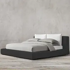 EKONOMODO COLOMBIA - Cama King 200x200 Astoria En Madera Pino Con Tela Premium Negro
